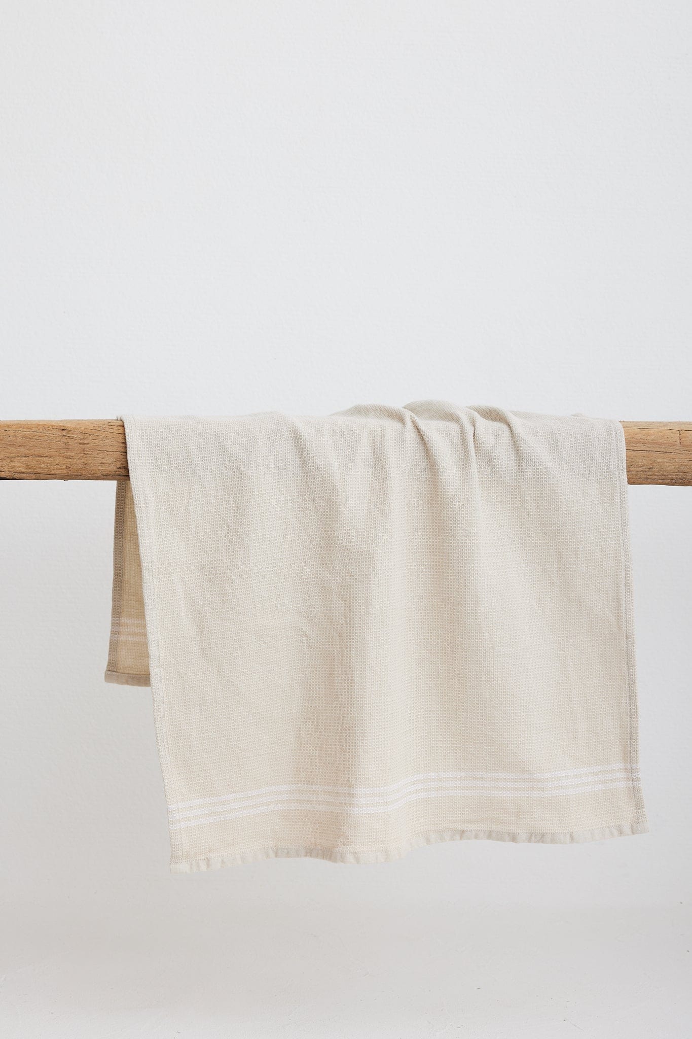 The Dharma Door Organic Cotton Tea Towels Handwoven Tea Towel - Oatmeal w/t White Stripes