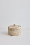 Small palm leaf basket with lid