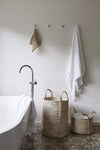 Natural Jute Laundry Basket in bathroom