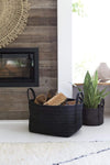 The Dharma Door Baskets and Storage Large handwoven handmade fairtrade Jute Basket - Charcoal in living room interior
