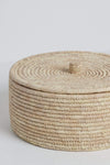The Dharma Door Home, Table and Gifts Round Jute Placemat Set Round Palm Fibre Placemats x 8 (in basket with lid)